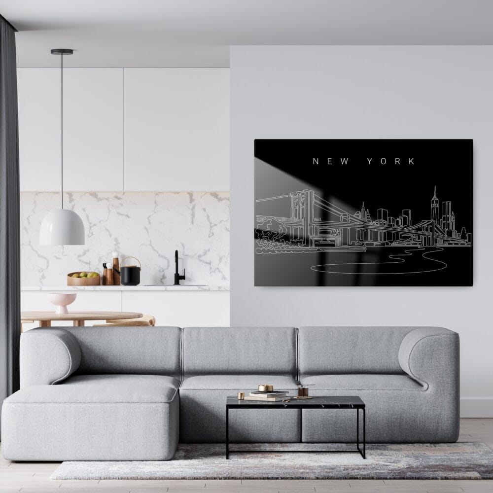 Brooklyn Bridge Line Art Metal Print - Living Room - Dark Brooklyn Bridge Line Art Metal Print - Living Room - Dark