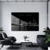 Brooklyn Bridge Line Art Metal Print - Office - Dark