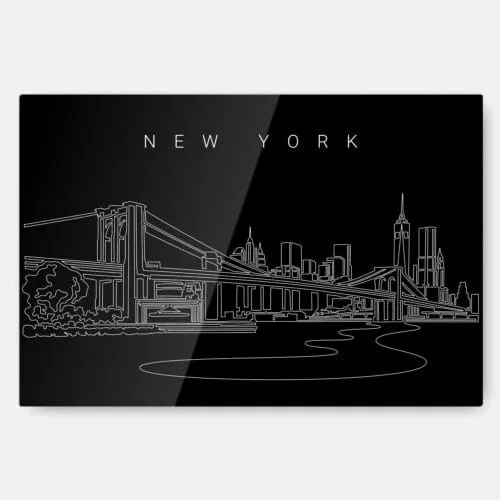 Brooklyn Bridge Line Art Metal Print Wall Art - Dark