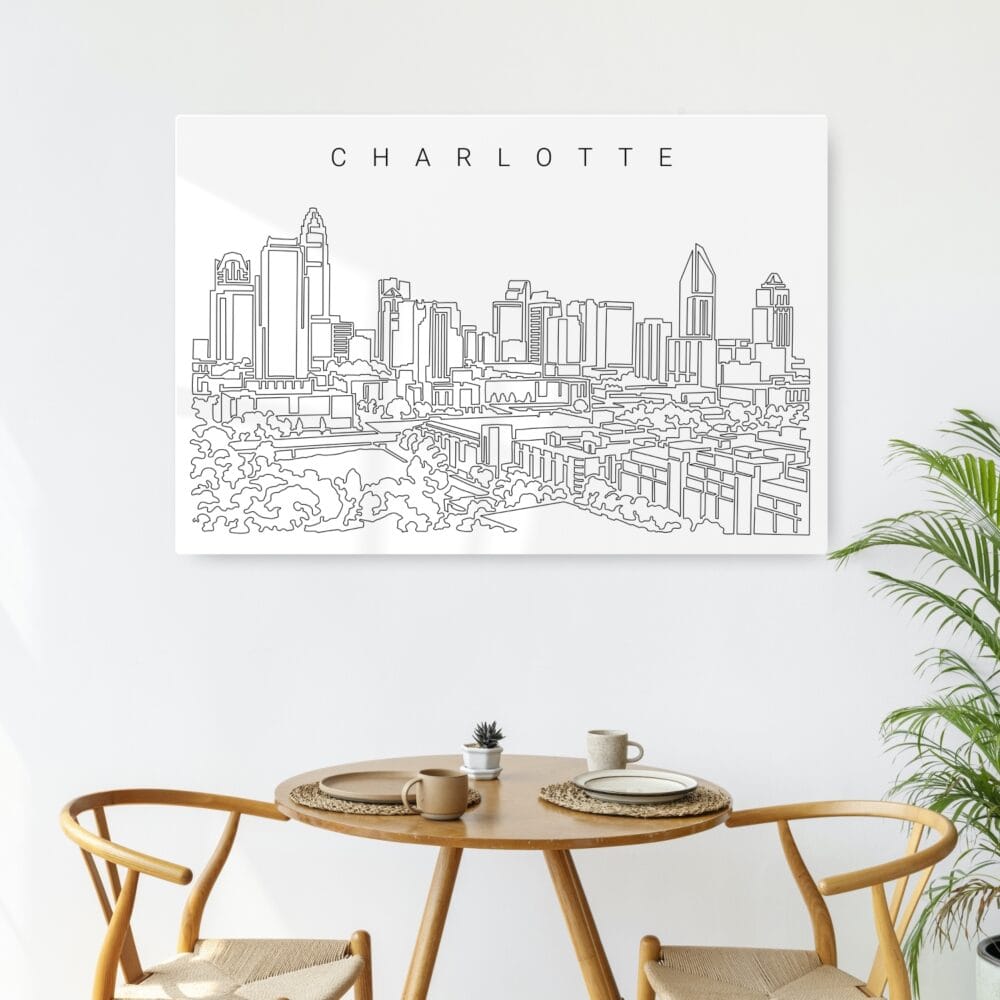 Charlotte NC Line Art Metal Print - Kitchen - Dark Charlotte NC Line Art Metal Print - Kitchen - Dark