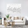 Charlotte NC Line Art Metal Print - Living ROom - Light