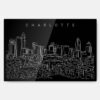 Charlotte NC Line Art Metal Print Wall Art - Main - Dark