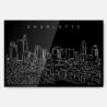 Charlotte NC Line Art Metal Print Wall Art - Main - Dark