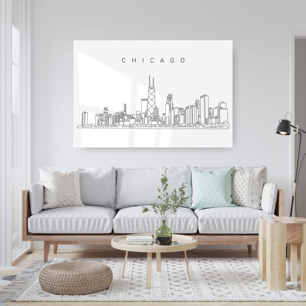 Chicago Skyline Metal Print - Light - Living Room Chicago Skyline Metal Print - Light - Living Room
