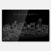 Cincinnati Line Art Metal Print Wall Art - Dark