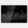 Cincinnati Line Art Metal Print Wall Art - Dark
