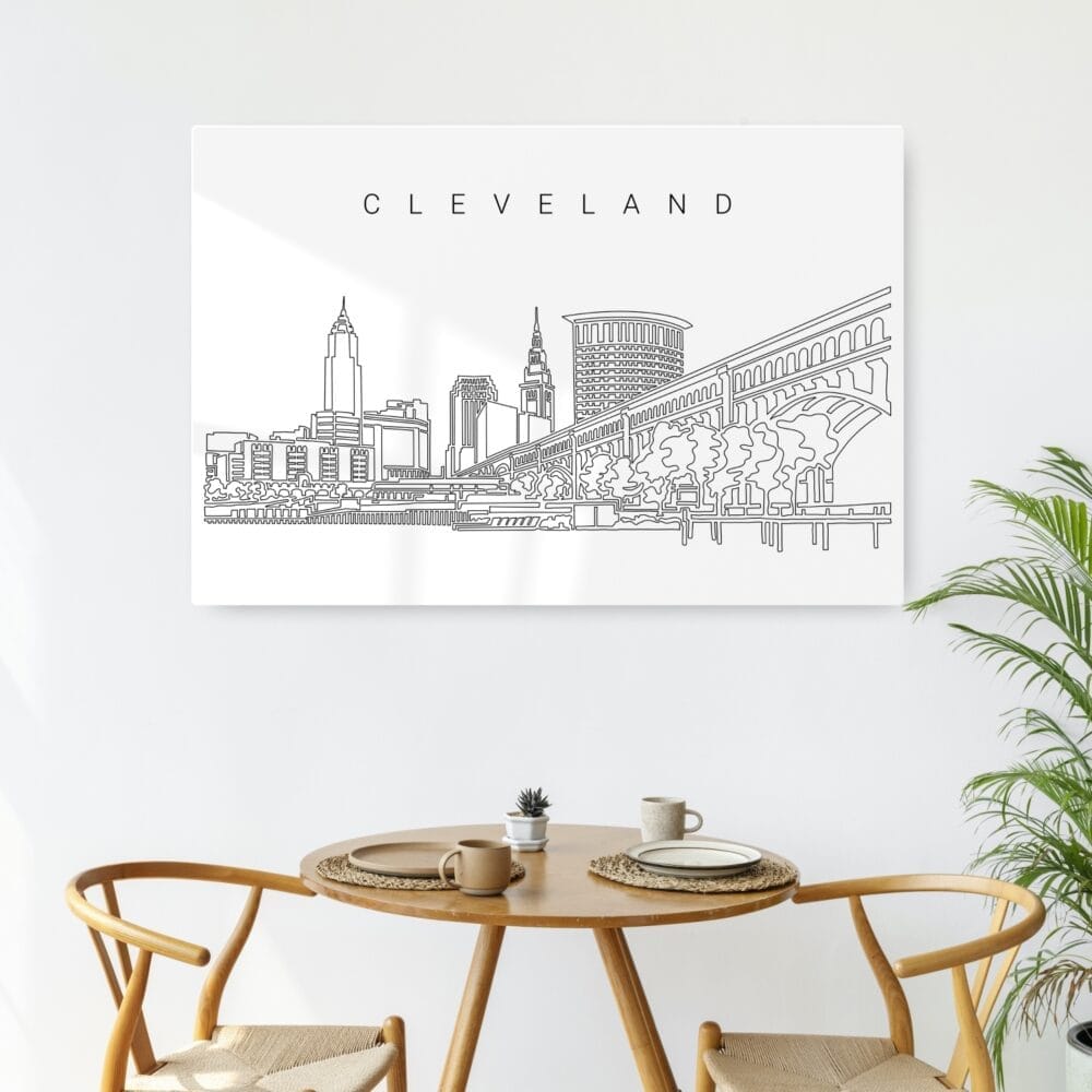 Cleveland Line Art Metal Print - Kitchen - Dark Cleveland Line Art Metal Print - Kitchen - Dark