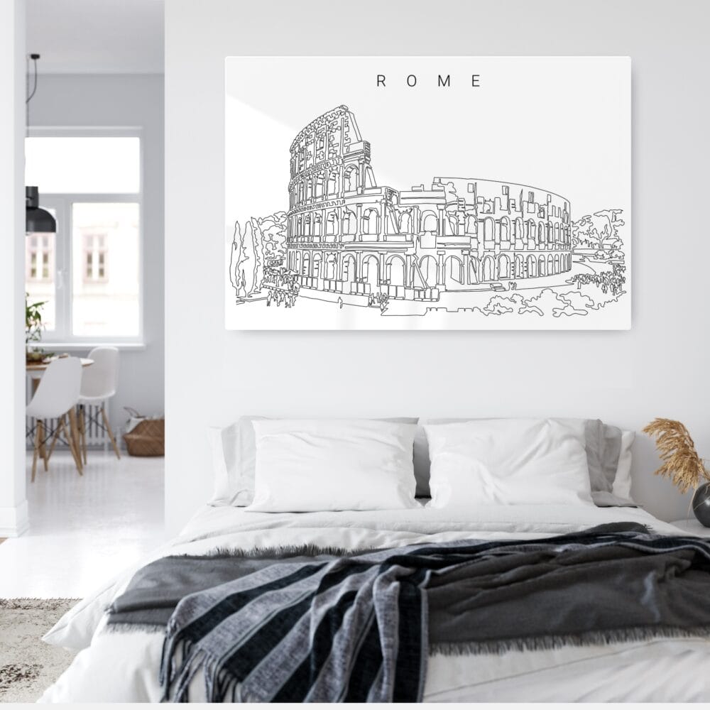 Colosseum Line Art Metal Print - Bed Room - Light Colosseum Line Art Metal Print - Bed Room - Light