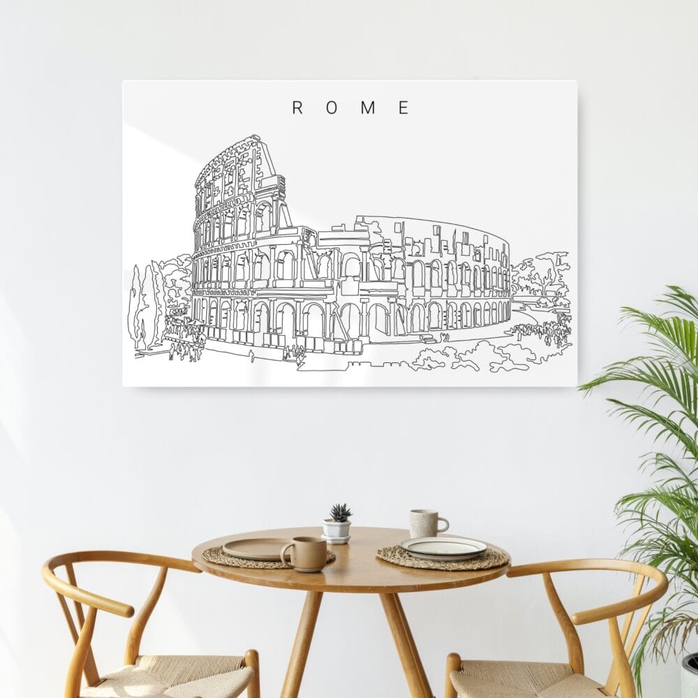 Colosseum Line Art Metal Print - Kitchen - Dark Colosseum Line Art Metal Print - Kitchen - Dark