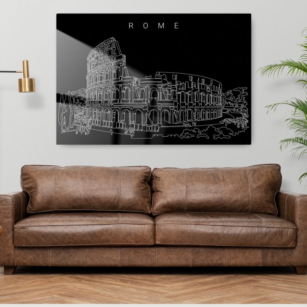 Colosseum Line Art Metal Print - Living Room - Dark Colosseum Line Art Metal Print - Living Room - Dark