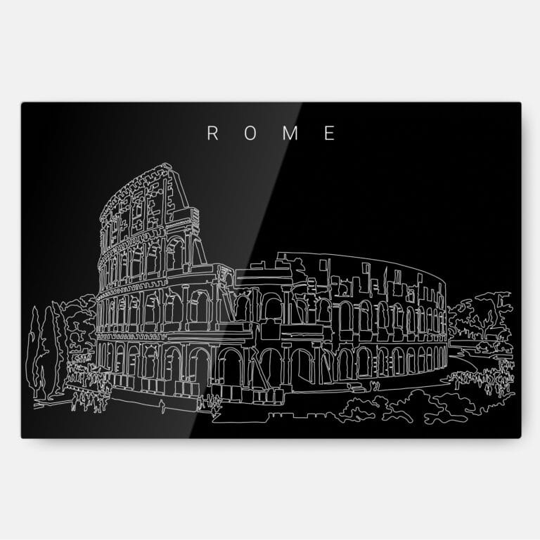Colosseum Line Art Metal Print Wall Art - Main - Dark