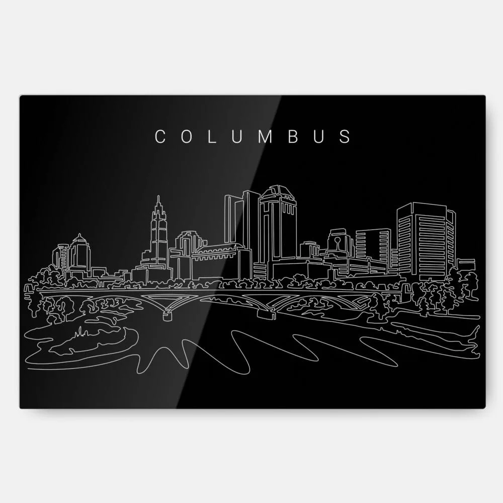 Columbus Skyline Metal Print Wall Art - Dark Columbus Skyline Metal Print Wall Art - Dark