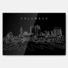 Columbus Skyline Metal Print Wall Art - Dark