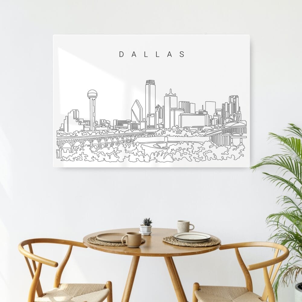Dallas Texas Line Art Metal Print - Kitchen - Dark Dallas Texas Line Art Metal Print - Kitchen - Dark