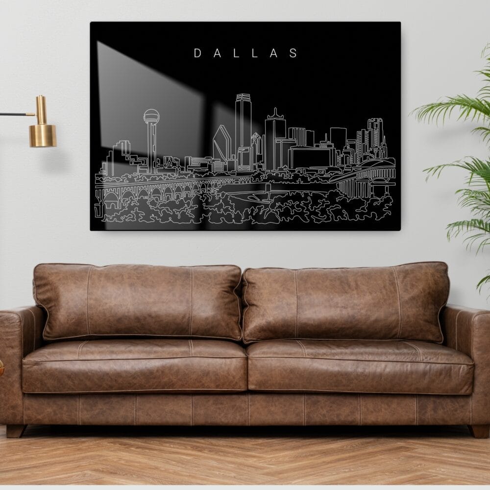 Dallas Texas Line Art Metal Print - Living ROom - Dark Dallas Texas Line Art Metal Print - Living ROom - Dark