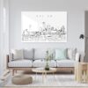 Dallas Texas Line Art Metal Print - Living ROom - Light