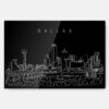 Dallas Texas Line Art Metal Print Wall Art - Dark