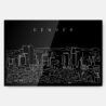Denver Skyline Line Art Metal Print Wall Art - Main - Dark