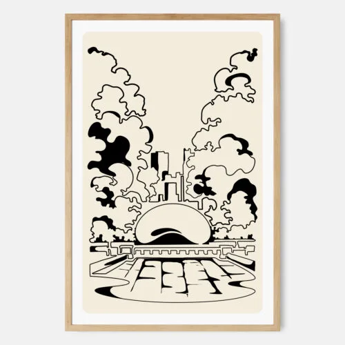 Framed-Chicago Cloud Gate-Art-print-Portrait-Main