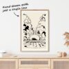 Framed Chicago Cloud Gate Line Art - Artwork