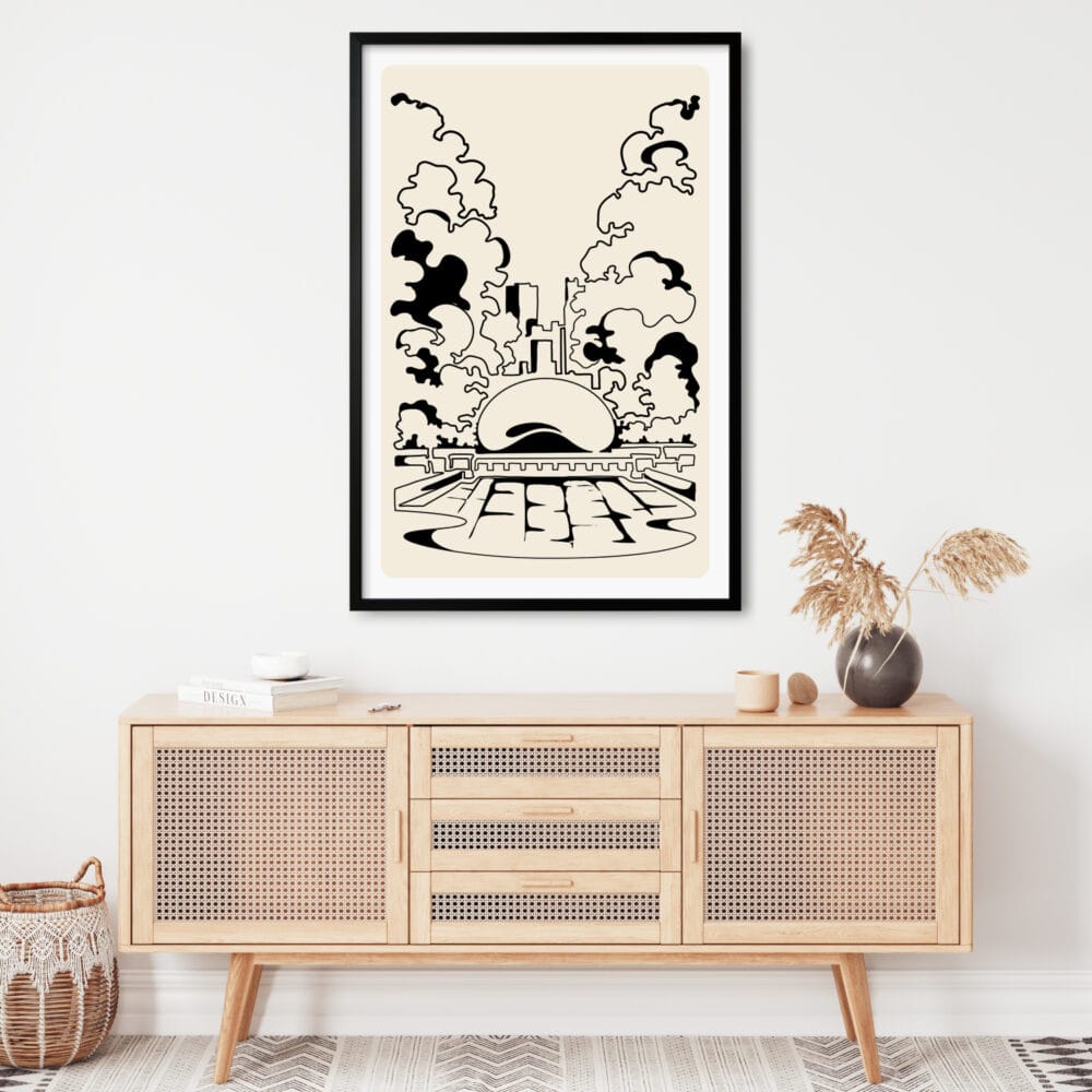 Framed Chicago Cloud Gate Line Art - Lounge Framed Chicago Cloud Gate Line Art - Lounge