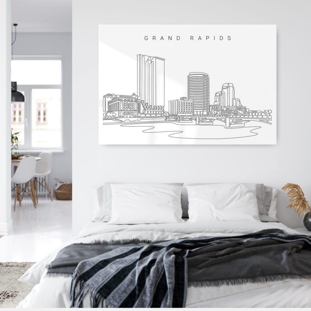Grand Rapids Skyline Art Metal Print - Bed Room - Light Grand Rapids Skyline Art Metal Print - Bed Room - Light