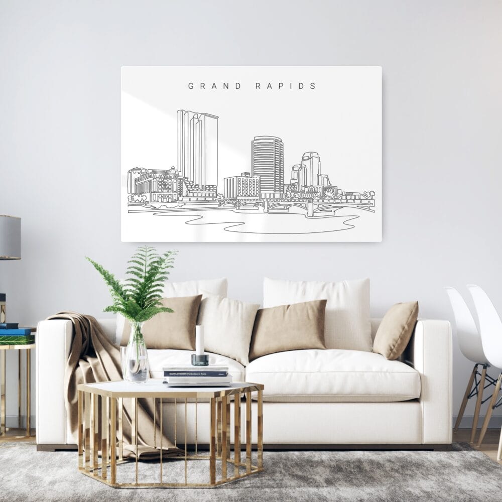 Grand Rapids Skyline Art Metal Print - Living ROom - Light Grand Rapids Skyline Art Metal Print - Living ROom - Light