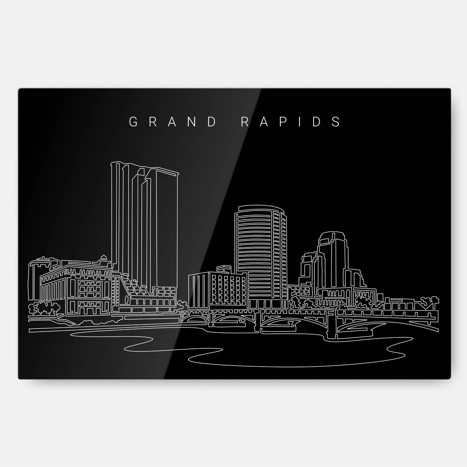 Grand Rapids Skyline Art Metal Print
