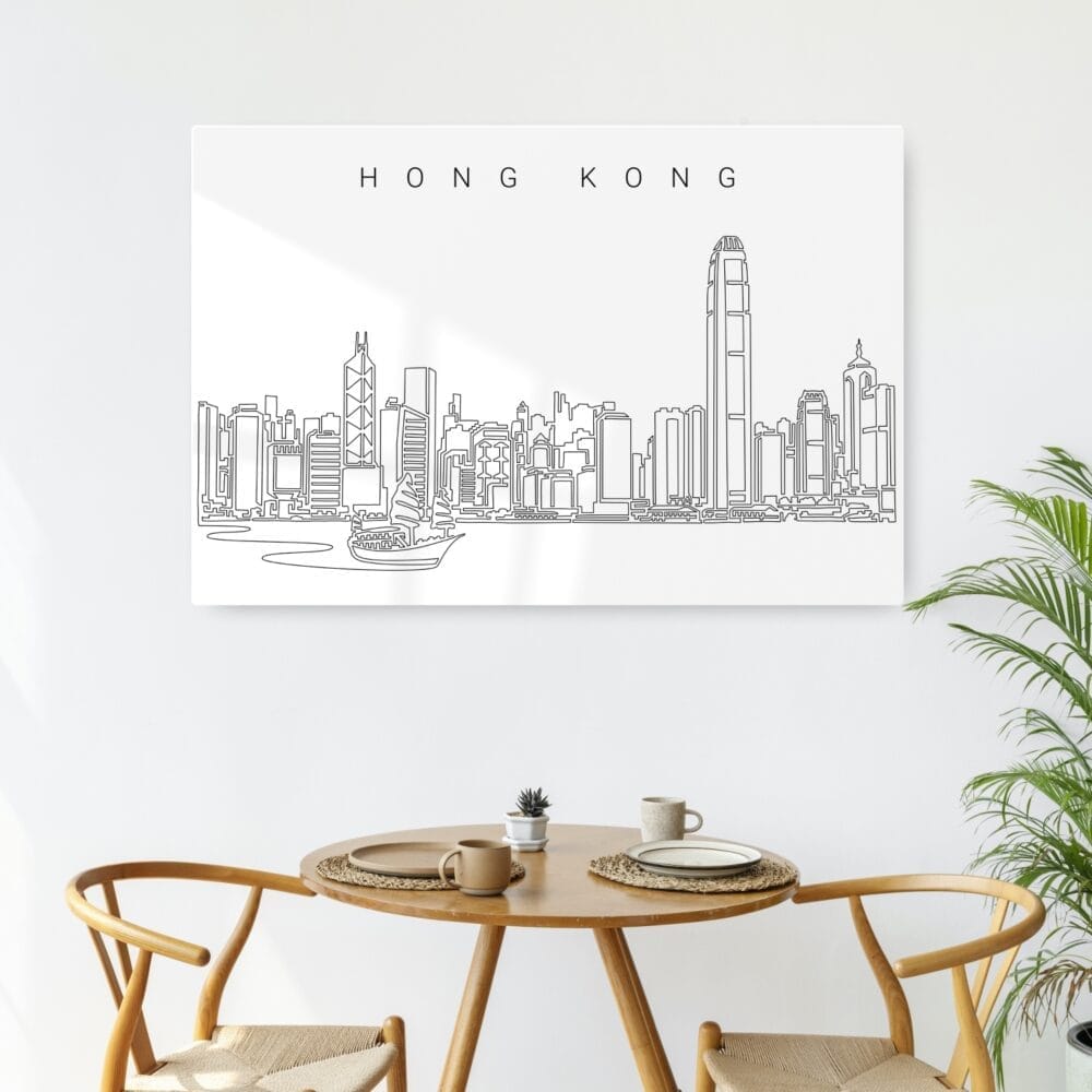 Hong Kong Line Art Metal Print - Kitchen - Dark Hong Kong Line Art Metal Print - Kitchen - Dark