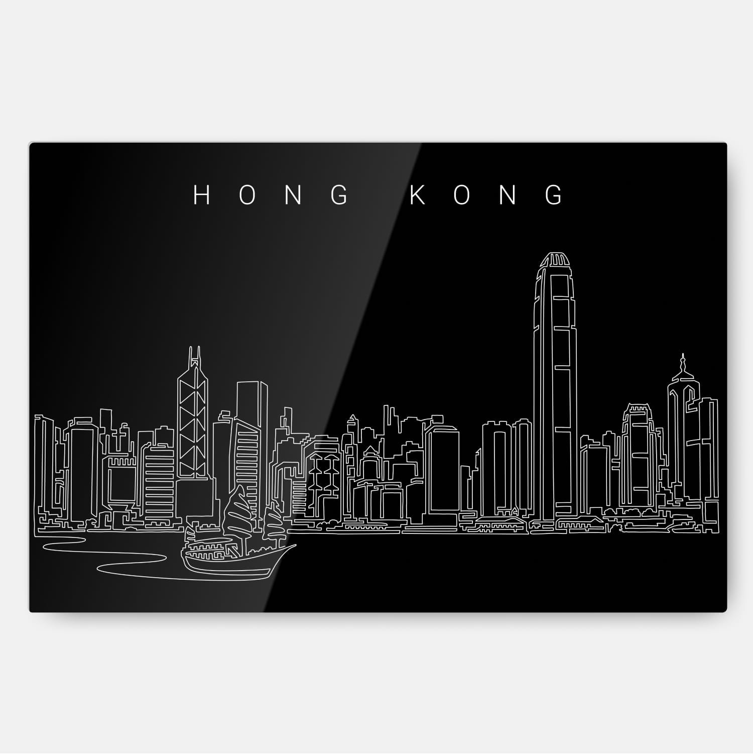 Hong Kong Line Art Metal Print
