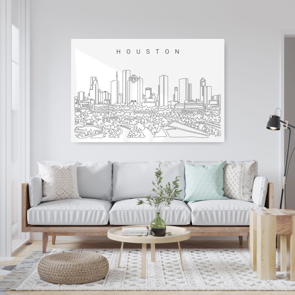 Houston Texas Line Art Metal Print - Living ROom - Light Houston Texas Line Art Metal Print - Living ROom - Light