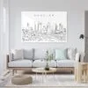Houston Texas Line Art Metal Print - Living ROom - Light