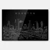 Houston Texas Line Art Metal Print Wall Art - Dark