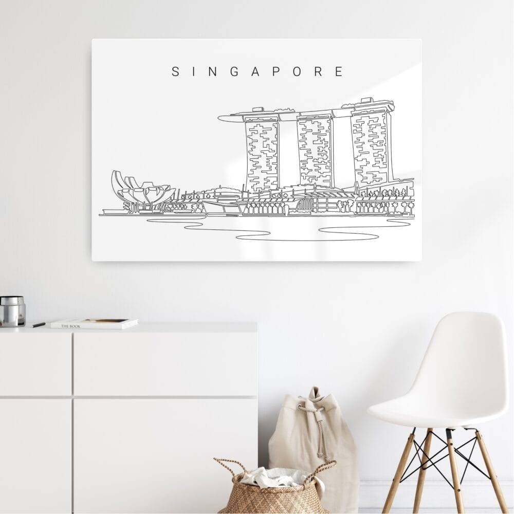 Marina Bay Sands Line Art Metal Print - Hallway - Light Marina Bay Sands Line Art Metal Print - Hallway - Light
