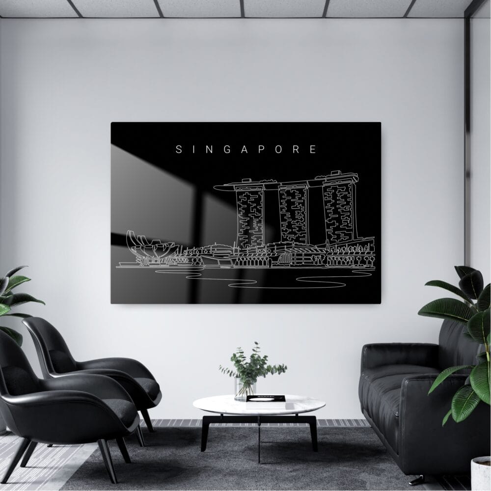 Marina Bay Sands Line Art Metal Print - Office - Dark Marina Bay Sands Line Art Metal Print - Office - Dark