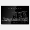 Marina Bay Sands Line Art Metal Print Wall Art - Main - Dark