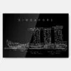 Marina Bay Sands Line Art Metal Print Wall Art - Main - Dark