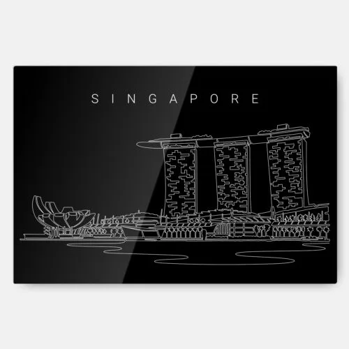 Marina Bay Sands Line Art Metal Print Wall Art - Main - Dark