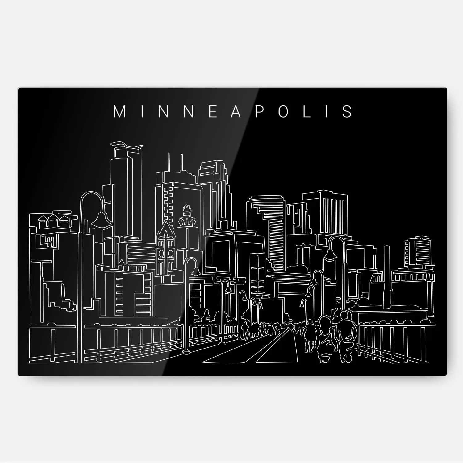 Minneapolis Line Art Metal Print