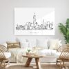 NYC Manhattan Line Art Metal Print - Living ROom - Light