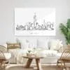 NYC Manhattan Line Art Metal Print - Living ROom - Light