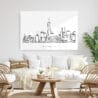 NYC Manhattan Line Art Metal Print - Living ROom - Light