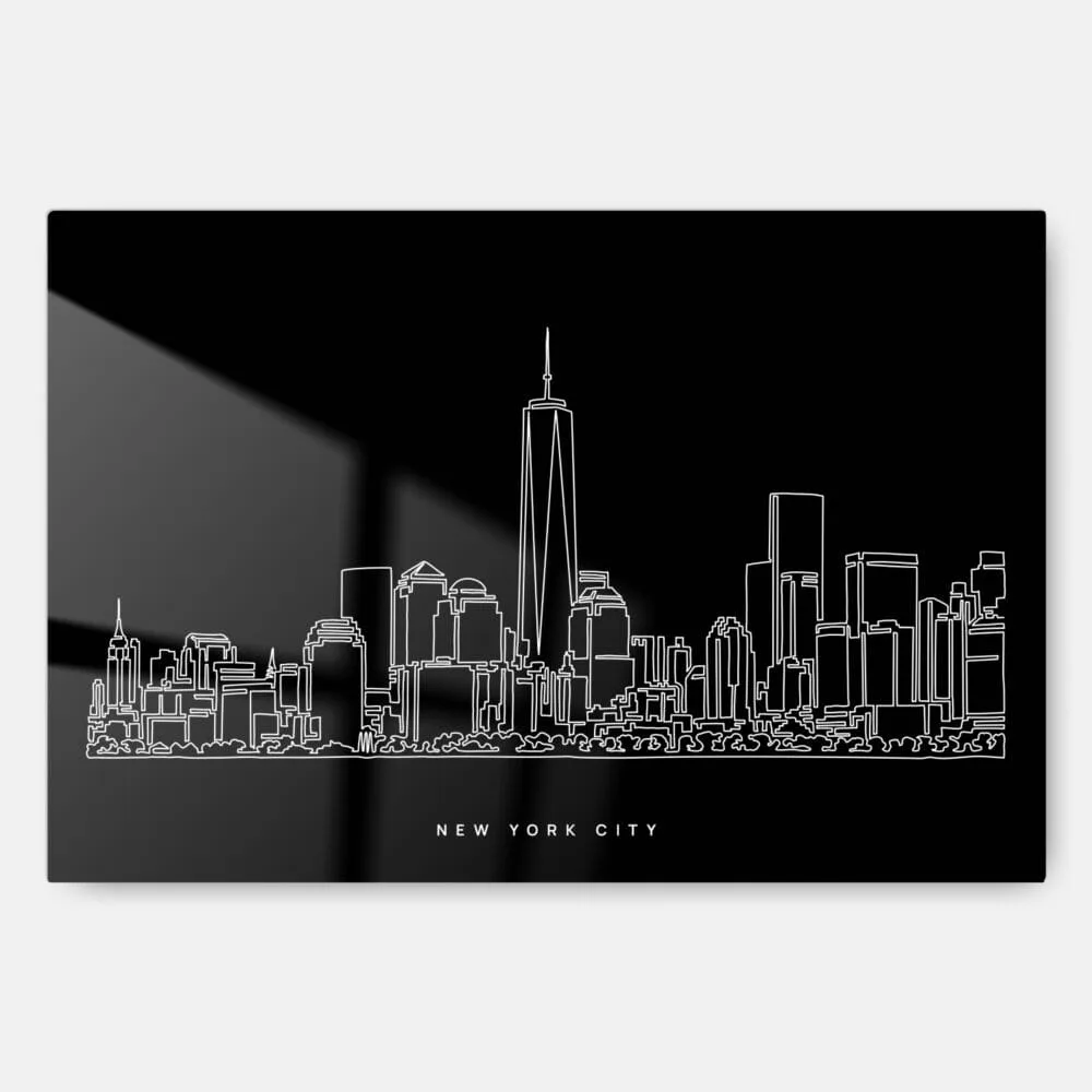 NYC Manhattan Line Art Metal Print Wall Art - Main - Dark