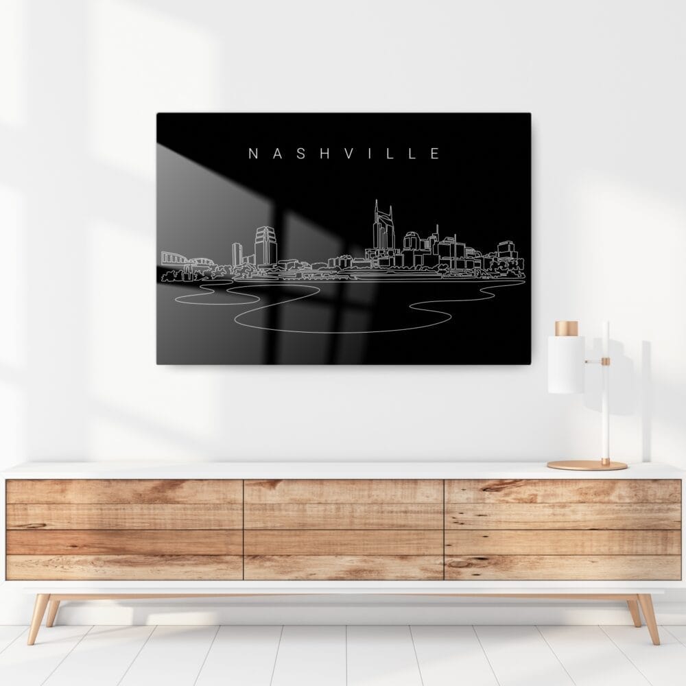 Nashville Line Art Metal Print - Hallway - Dark Nashville Line Art Metal Print - Hallway - Dark
