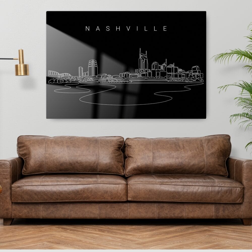 Nashville Line Art Metal Print - Living Room - Dark Nashville Line Art Metal Print - Living Room - Dark