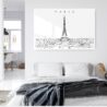 Paris Eiffel Tower Line Art Metal Print - Bed Room - Light