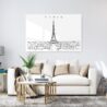 Paris Eiffel Tower Line Art Metal Print - Living ROom - Light
