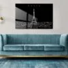 Paris Eiffel Tower Line Art Metal Print - Living Room - Dark
