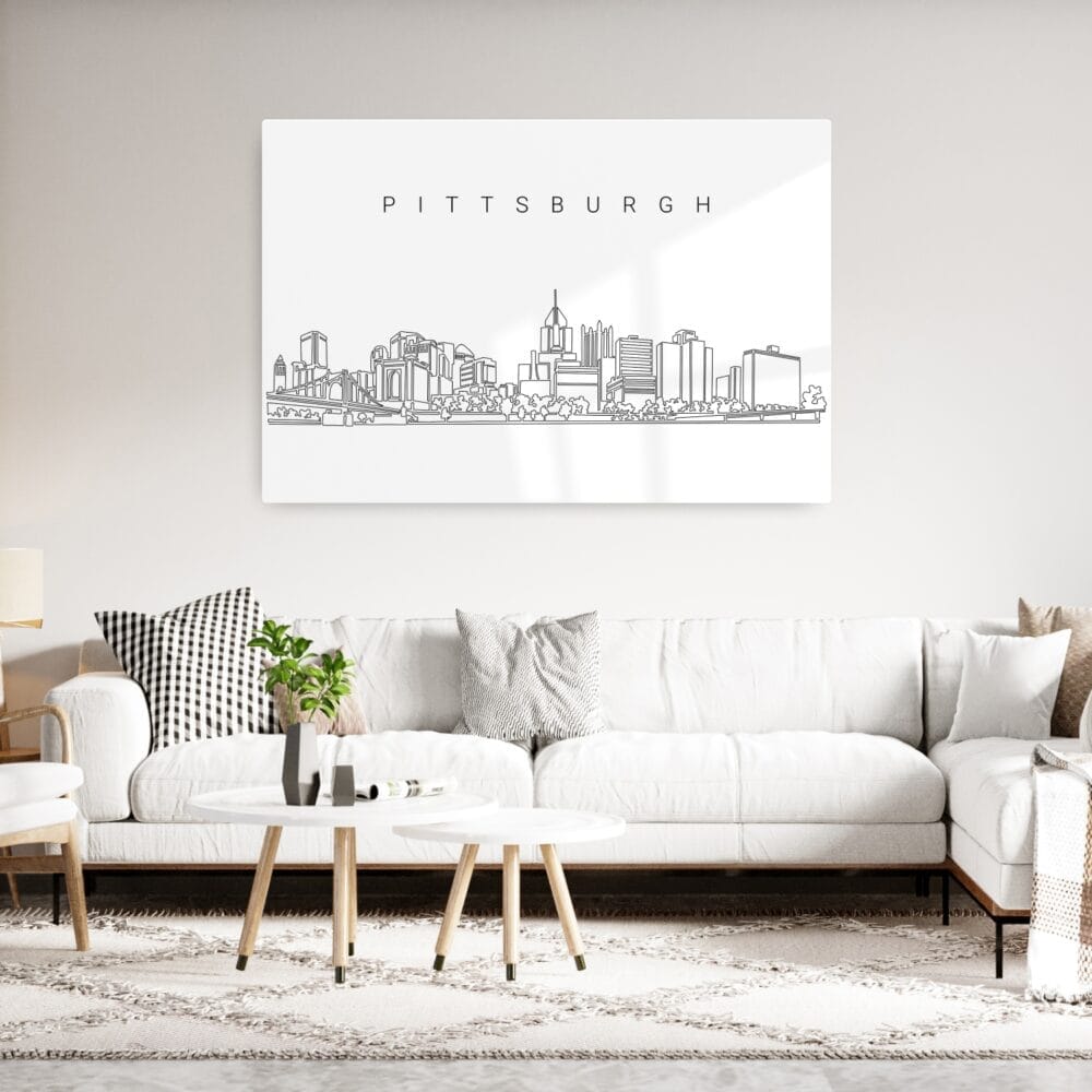Pittsburgh Line Art Metal Print - Living Room - Light Pittsburgh Line Art Metal Print - Living Room - Light