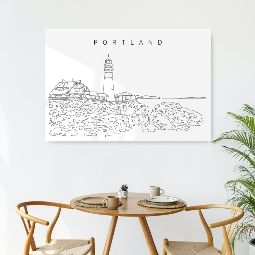 Portland Maine Line Art Metal Print - Kitchen - Dark Portland Maine Line Art Metal Print - Kitchen - Dark